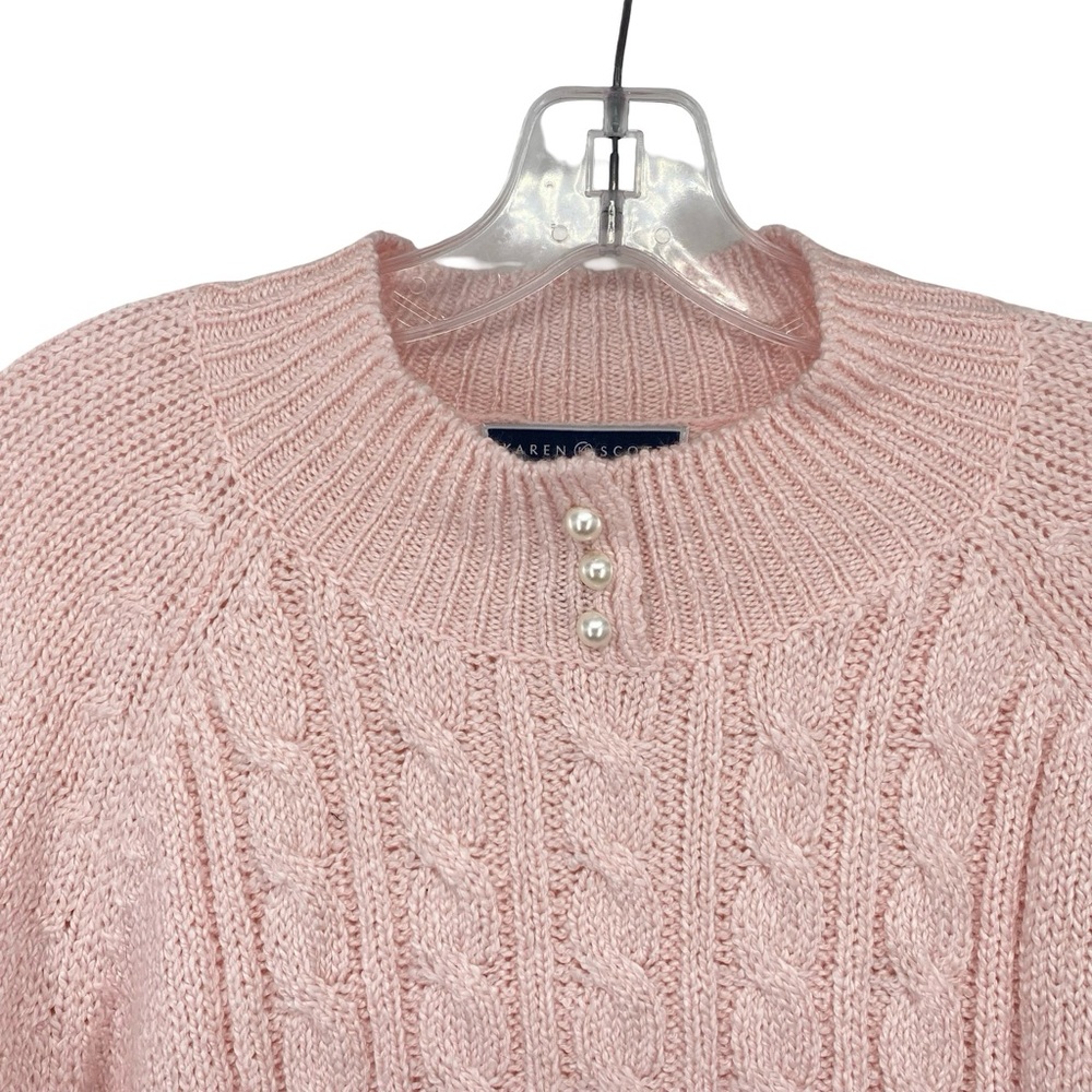 Karen Scott Women's Pink Cable Knit Sweater Size 2X - Picture 4 of 7